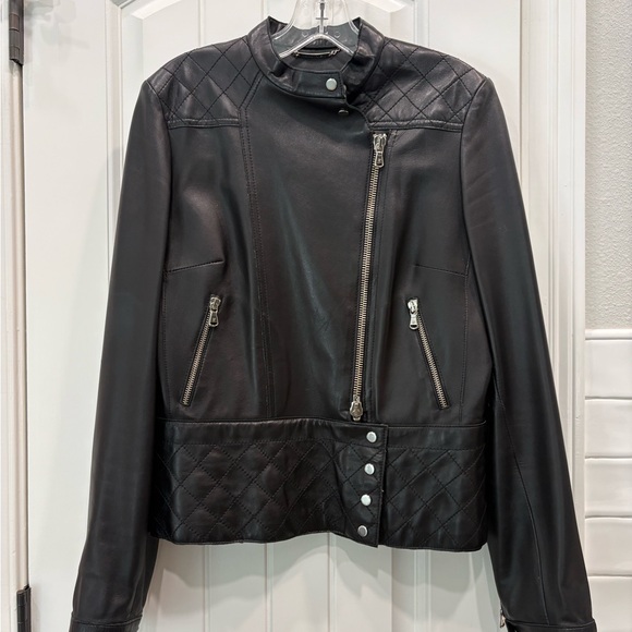 Donald J. Pliner Jackets & Blazers - Donald J. Pliner Black Quilted Leather Moto Jacket